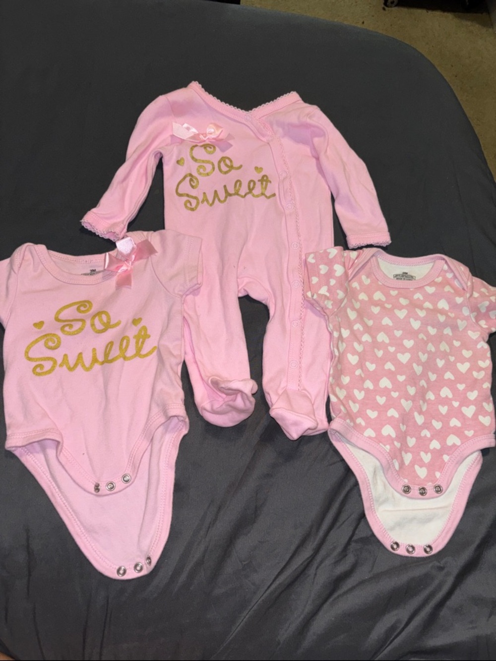 Pink 'So Sweet' Baby One-Piece Bodysuit and Footed Sleeper Set